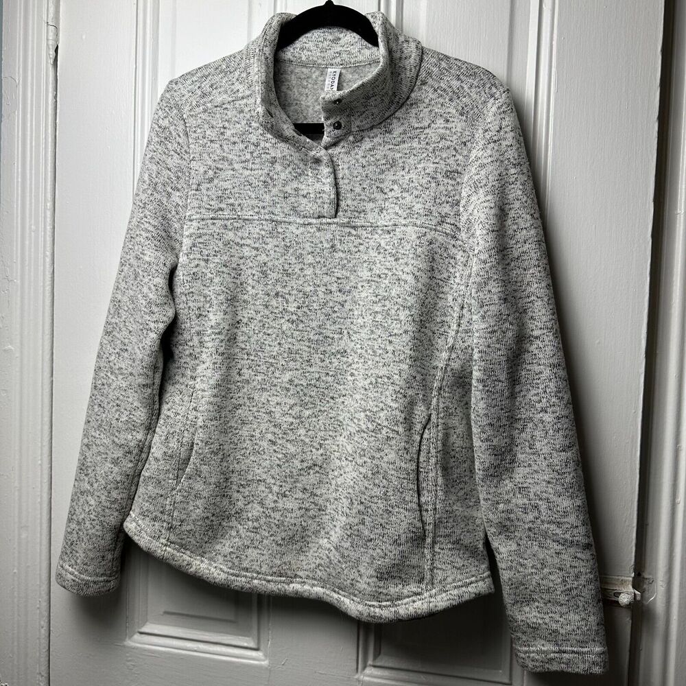 Kyodan Outdoor Sweatshirt Womens Large Gray Preppy Pullover Long Sleeve Quarter